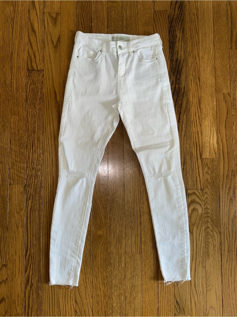 Topshop Moto Leigh Distressed Skinny Jeans Size W26 L30 White